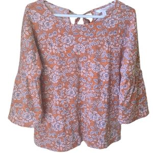 LC Lauren Conrad // Boho Floral Bell Sleeve Top